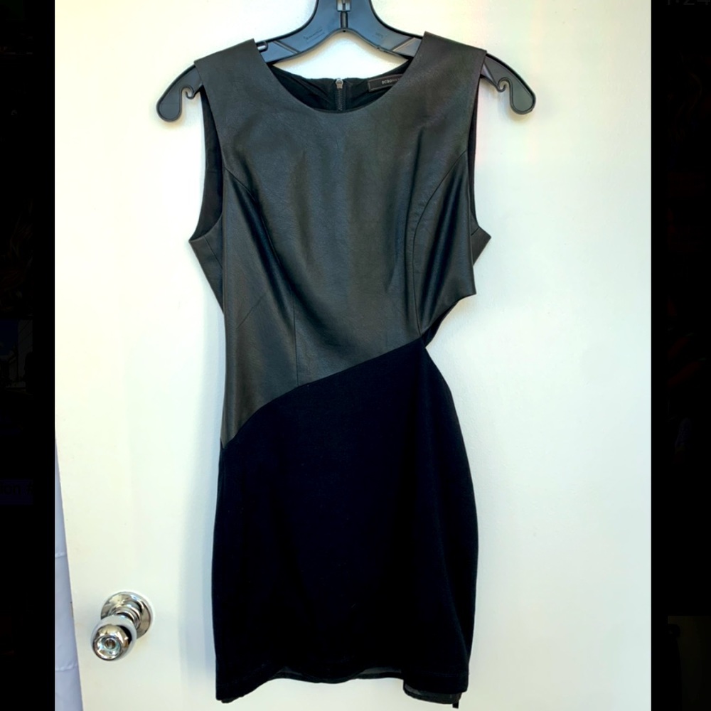 BCBG MaxAzria leather top cut out dress size XS